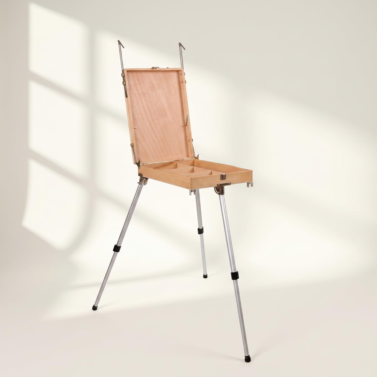 Maletín Pintura con Patas Ajustable Caja Caballete Portátil Resistente Caballete Plegable para Artistas, Pintores