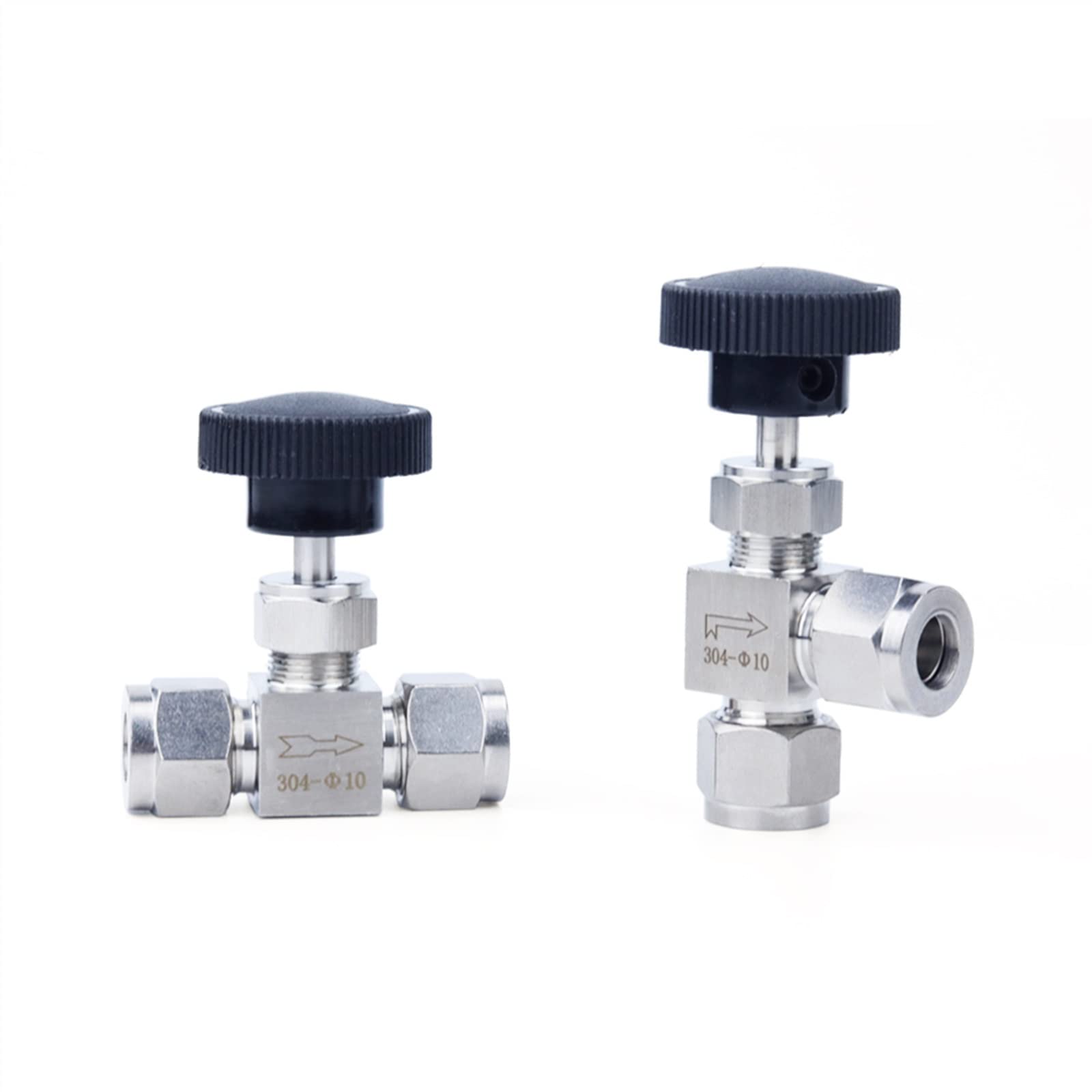 Válvula de aguja de 12mm en ángulo hecha de acero inoxidable 304 control de flujo pack de 2