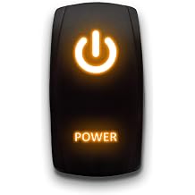 Power - Orange - Laser Etched Toggle Switch 20A 12V - Vertical Rocker Switch 5-Pin DPST