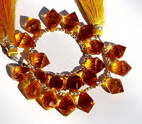 Perles briolettes en quartz citrine facetté 9x14 mm pour création de bijoux fait main