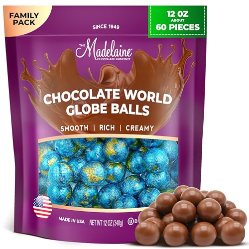 Madelaine Chocolate Premium Milk Chocolate World Globe Balls - 12 oz Bag Individually Wrapped Candy...