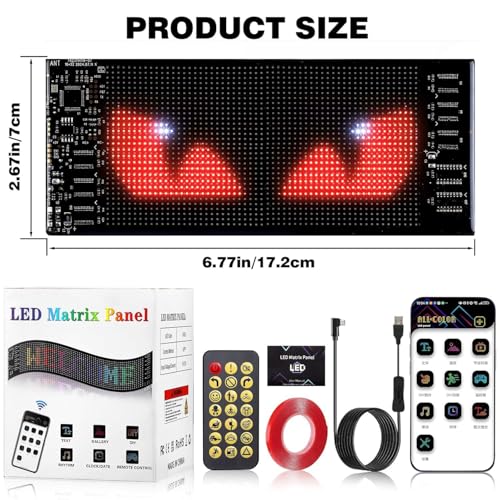 Image of UBH Devil Eyes for Cars, 2.8 * 6.8 inch /70 * 173mm DIY Car Dynamic LED Smart Colorful Eye Lamp, Programmable Flexible Car Window Display Screen Panel, Soft Screen with Smart APP Control