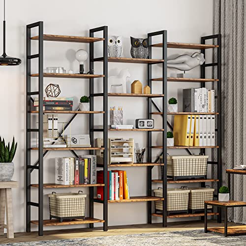 Ironck Bookcases And Bookshelves Triple Wide 6 Tiers Industrial Bookshelf, Large Etagere Bookshelf Open Display Shelves With Metal Frame For Living Room Bedroom Home Office #TOP1
