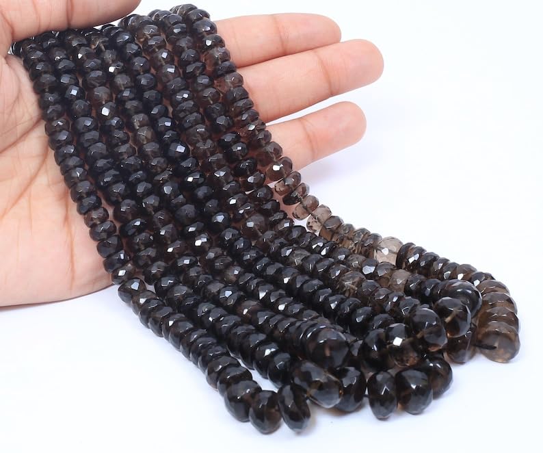 Quartz fumé naturel perles rondes facettées 6-12mm pour la création de bracelets