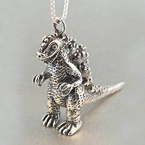 Godzilla Inspired Necklace Godzilla Silver Charm Lizard Jewelry Godzilla Jewelry Monster Jewelry