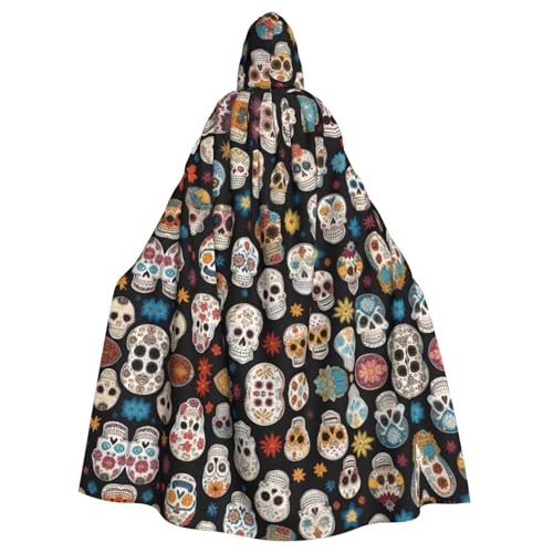 Cape à capuche crânes de sucre pour adulte costume Halloween