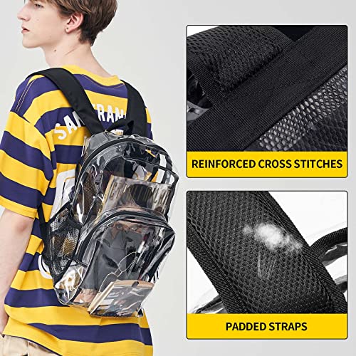 Vorspack Clear Backpack Heavy Duty Pvc Transparent Backpack With Reinforced Strap Stitches & Large Capacity For College Workplace Security - Black #TOP2