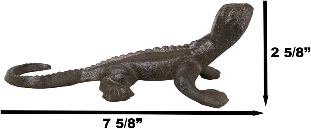 Ebros Gift Cast Iron Reptile Animal Gecko Lizard Metal Figurine 7.5" L Decorative Paperweight Sculpture (2)