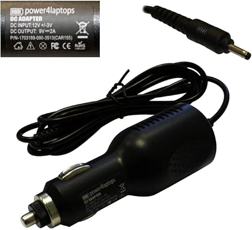 Power4Laptops Cargador de coche para tableta con adaptador de corriente continua compatible con iRobot aPad