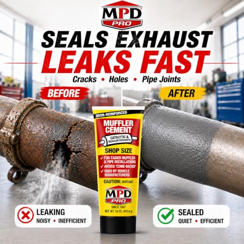 Image of MPD Muffler Cement Putty - 16 oz | Seals Exhaust Leaks, Cracks & Holes | Heat Resistant Up to 2000F | Easy Application for Automotive Repairs (Pack of 2)