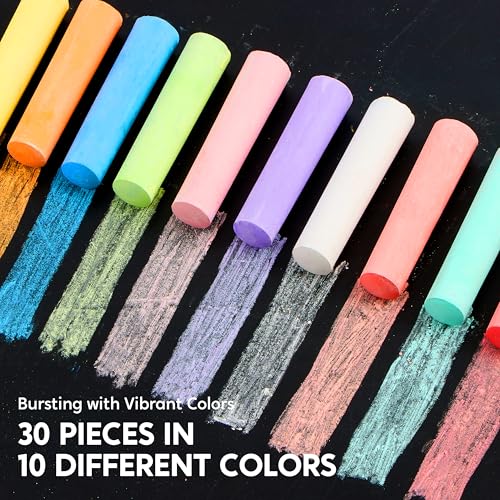 Image of JOYIN 30 PCS Sidewalk Chalks for Kids, 10 Colors, Non-toxic Jumbo Washable Colored Chalk for Toddlers 1-3, School Supplies, Classroom Must Haves, Gift for Kids