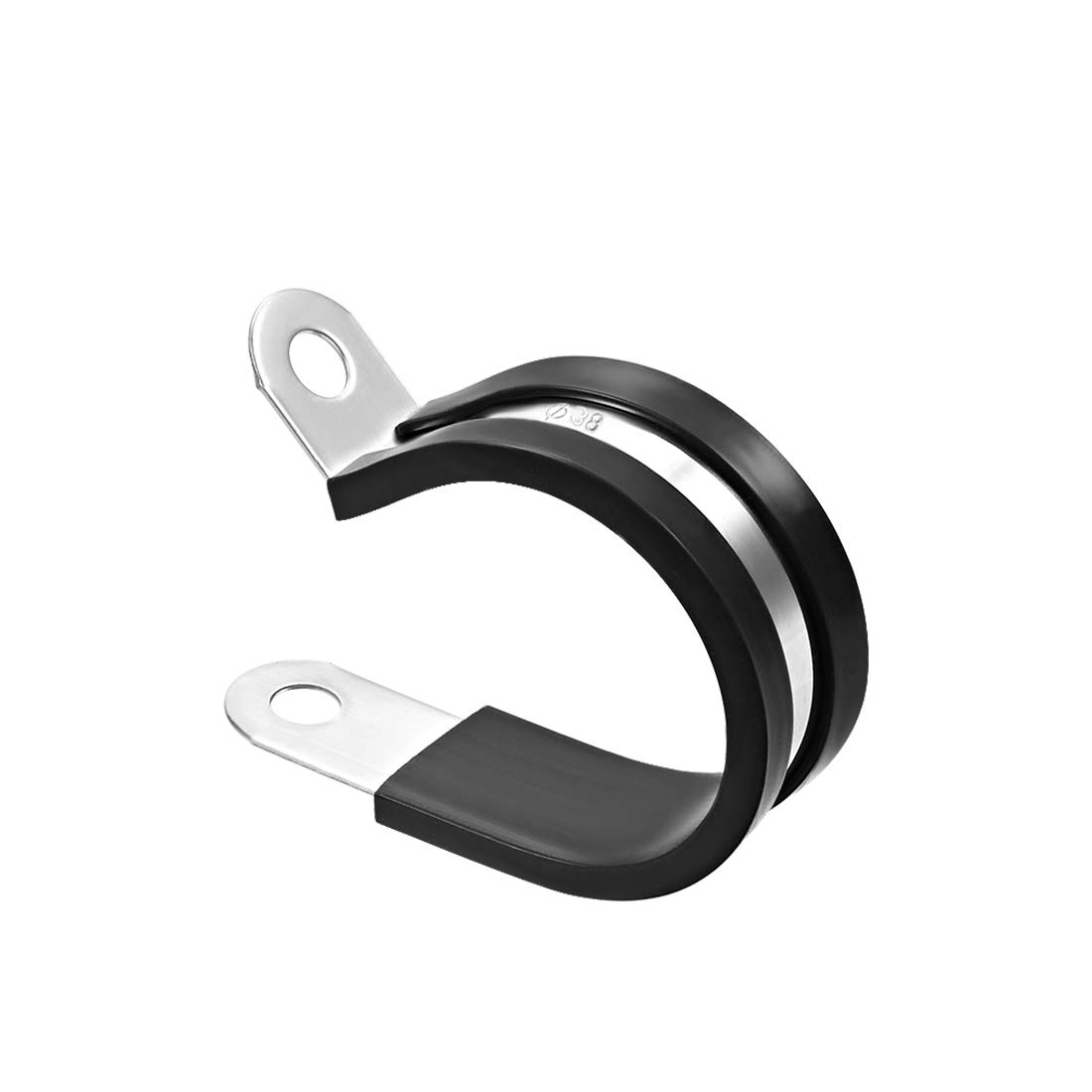 UXCELL 1-1/2" (38mm) Stainless Steel Rubber Cushioned Insulated R Shape Metal Clamp 5Pcs