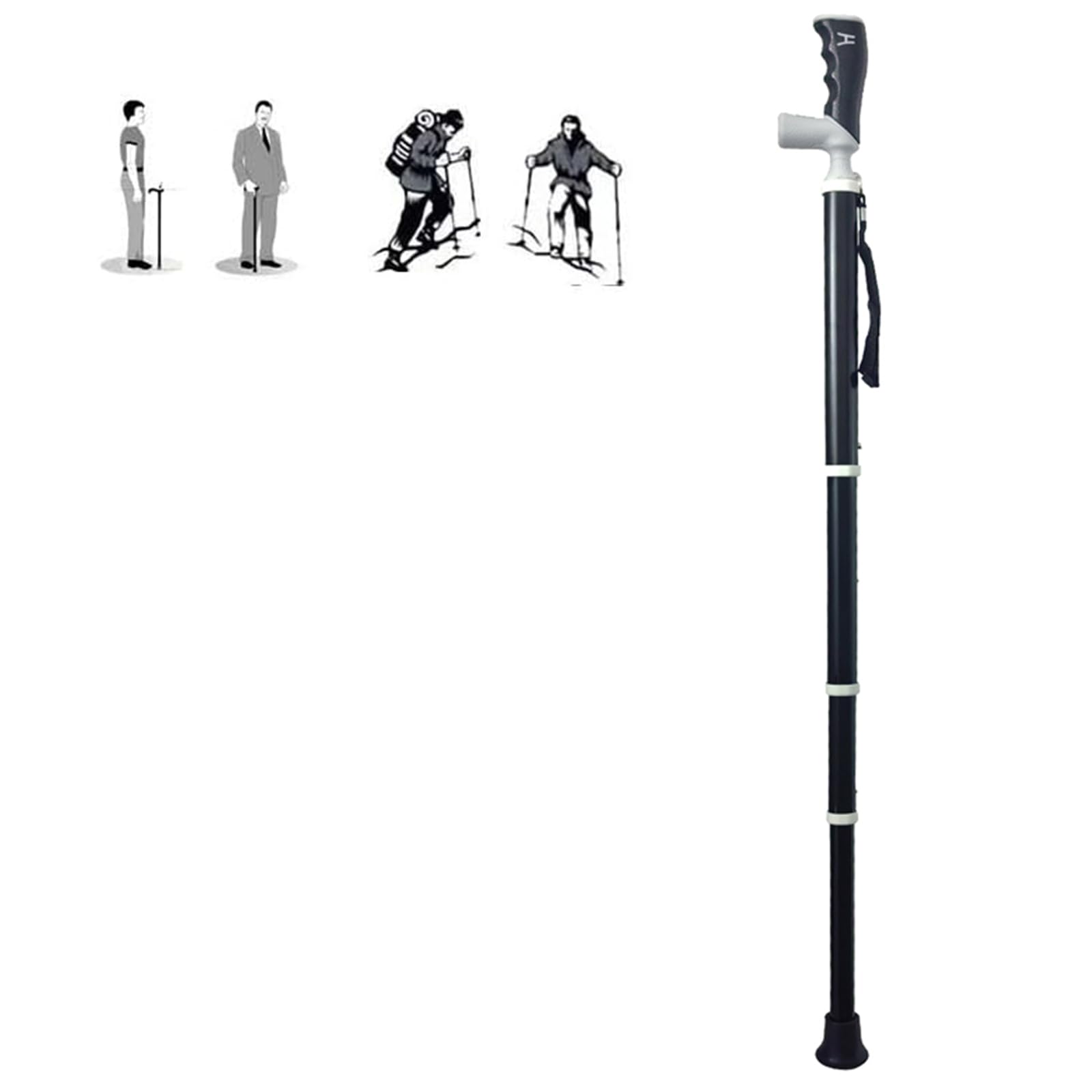Bastoncini da trekking Bastone da passeggio in titanio-telescopico a 4 sezioni 3 altezze regolabili canna portatile ultra luce adatto per lo zaino in spalla(1PC)
