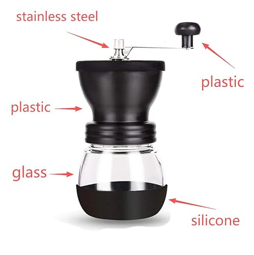 Foto von PARACITY Kaffeemühle mit Keramikmahlwerk, Kaffeemühle manuell, mit 2 Gläsern (je 11 oz) Edelstahlgriffe, kaffeemühlen für Filterkaffee, Espresso, French Press