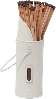Vintage Decor ®Heavy Duty Safety Match Striker Pad Patch Holder Canister Box with Extra Long Matches (Cream)