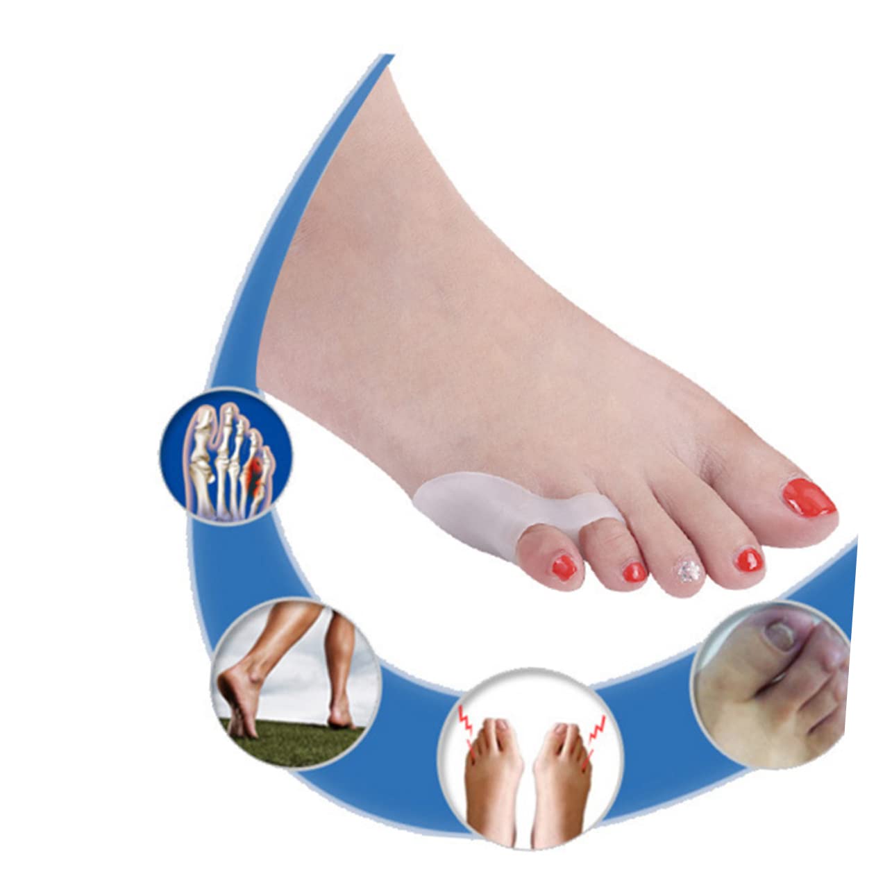 2pcs Toe Separator Straightener Gel Toe Separators for Bunions Comfortable Material