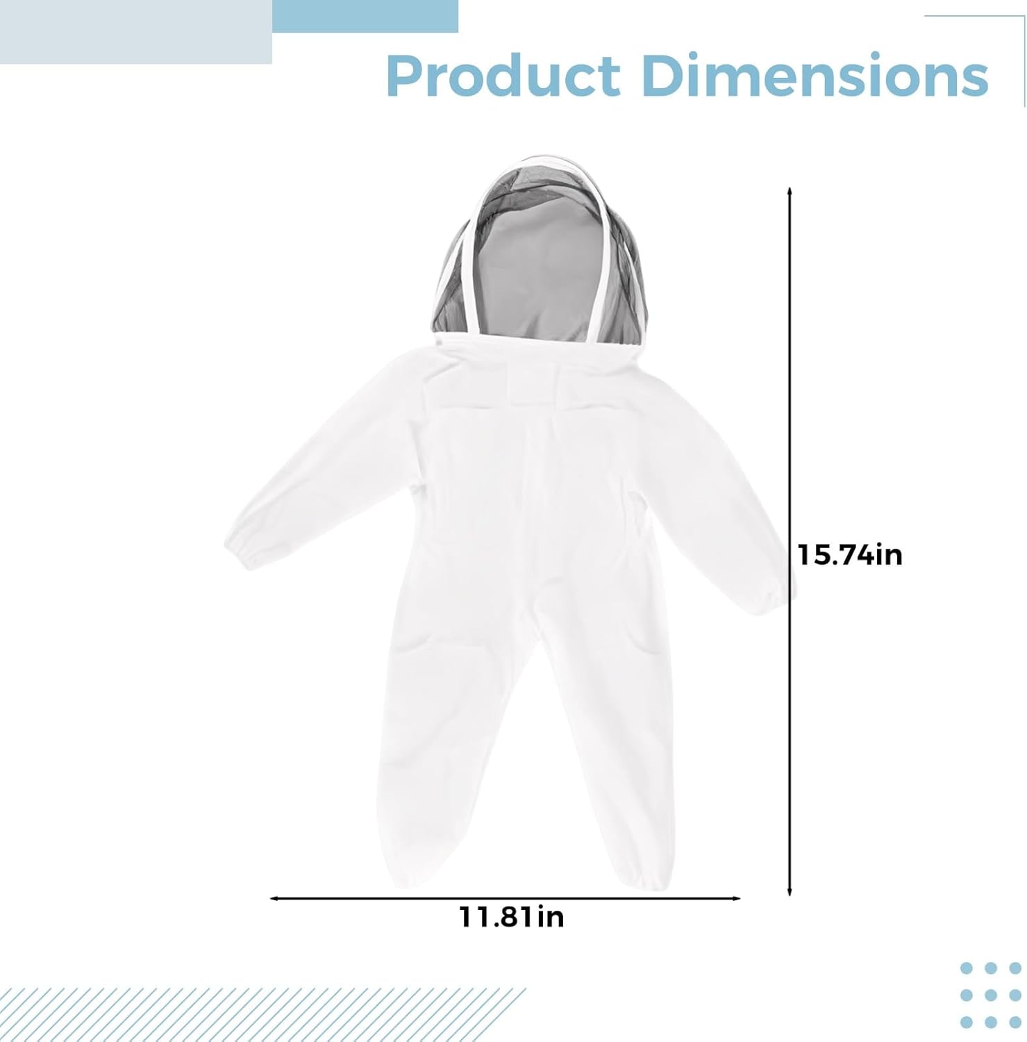 Young Beekeeper'S Outfit, Full Body Bee Suit with Gloves, White, Breathable, Protective, Measures 15.7 X 11.8 X 0.8 in