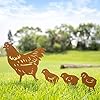 Tt mm chicken yard art metal decorative garden stakes hen and chicks silhouette statues idea chicken gifts for garden decor patio outdoor set of 4 animal lawn decorations  urban country home decor