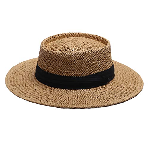 homozy Chapéu Panamá de Palha Elegante para Mulheres Chapéu de Sol Balde Dobrável Chapéu - Preto