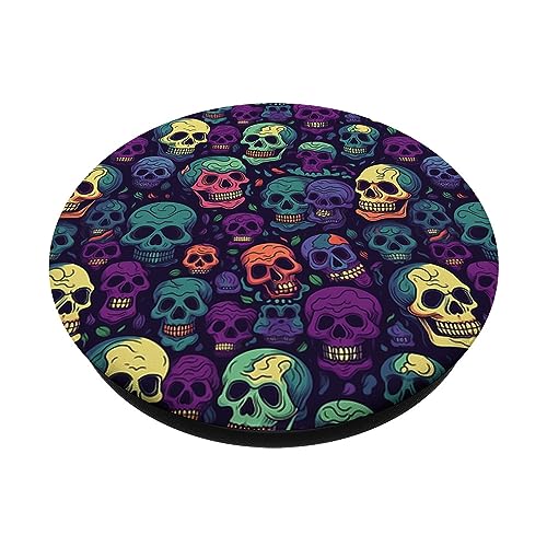 Gothic Pattern Skulls Design Cinco De Mayo Halloween PopSockets Swappable PopGrip, Black - Image 2