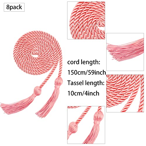 Image of Trounistro 8 Pieces Graduation Cords Yarn Honor Cords with Tassel for College Graduation Students (Pink)