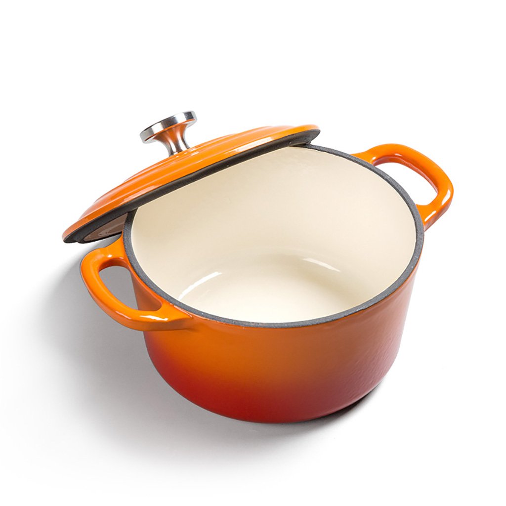 Faitout à soupe en fonte émaillée WENJUN de 15,2 cm orange pour vos repas chaleureux
