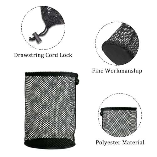 SYEYCW 2 Stück Schwarz Golfballtasche, Groß Golfball Tasche, Golf Mesh Bag mit Kordelzug, Netztasche für Golfballnetze, Golfbälle Aufbewahrungshalter, für Golfplätze, Shcool, Camping, Reisen