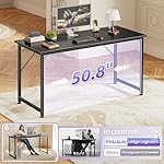 PRAISUN 55 X 20 Inch Office Computer Desk with Power Outlets and USB-C Port, Larger and Longer Gaming Desk, for Home Office, Study, Bedroom, Writing Work from Home Table, Metal Frame, Black - Image 5