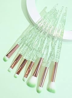 مجموعة فرش مكياج من 7 قطع - مجموعة فرش مكياج كريستال دايموند لوضع ظلال العيون وأحمر الخدود وكريم الأساس وأحمر الشفاه