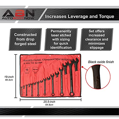 Abn Metric Wrenches Set - 16 Piece Small Metric Wrench Set 6Mm To 32Mm Metric Combination Wrench Set With Roll Up Pouch #TOP3