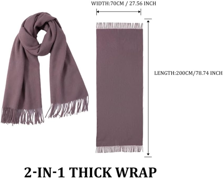 Winter Wool Scarf Shawl Wraps for Women Thick Solid Scarves Warm for Cold Weather Fashion Wrap for Men - Image 3