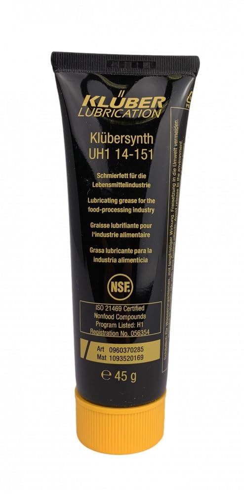 Klüber Schmierfett UH1 14-151 für Lebensmittelindustrie, 45g Tube, Korrosionsschutz, Verschleißschutz, 45g