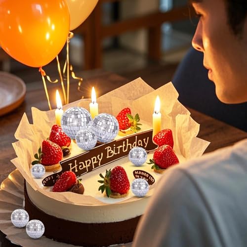 10PCS Disco Ball Cake Toppers Happy Birthday Cake Topper Set 1970s Disco Ball Cake Picks for Cupcakes & Cakes Fun 70s Disco Party Decorations & Retro Party Supplies - Thumbnail 3