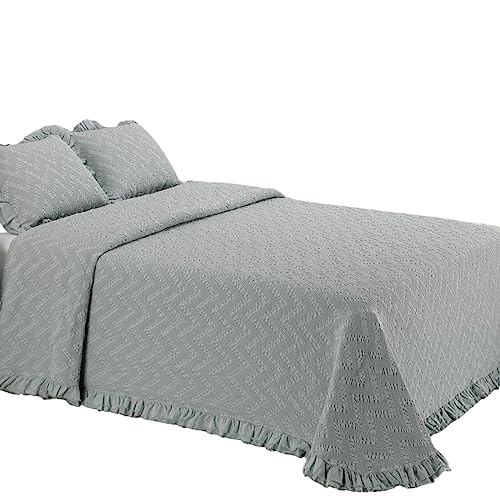 Lanovenanube Colcha Capa Crochet 842, para Cama 135 cm, Color Aqua, cubrecama para Primavera-Verano, Tejido 100% algodón.