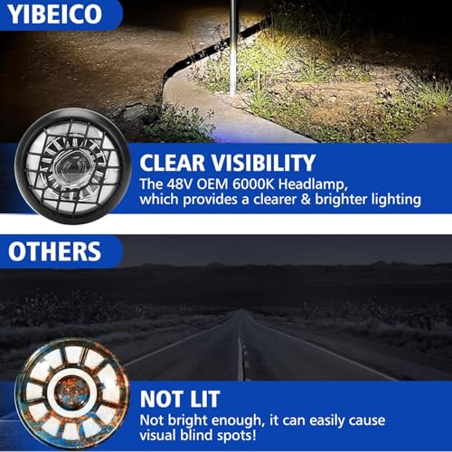 YIBEICO Upgraded LED Headlight Kit For Ridstar Q20/Q20 Pro/YVY E-bike, Lite Headlight, 48V OEM 6000K Headlamp -3 Pin Connector-Waterproof Aluminum Alloy High Brightness Front Headlamp Bulbs Light ﻿ ﻿ by YIBEICO - Image 3