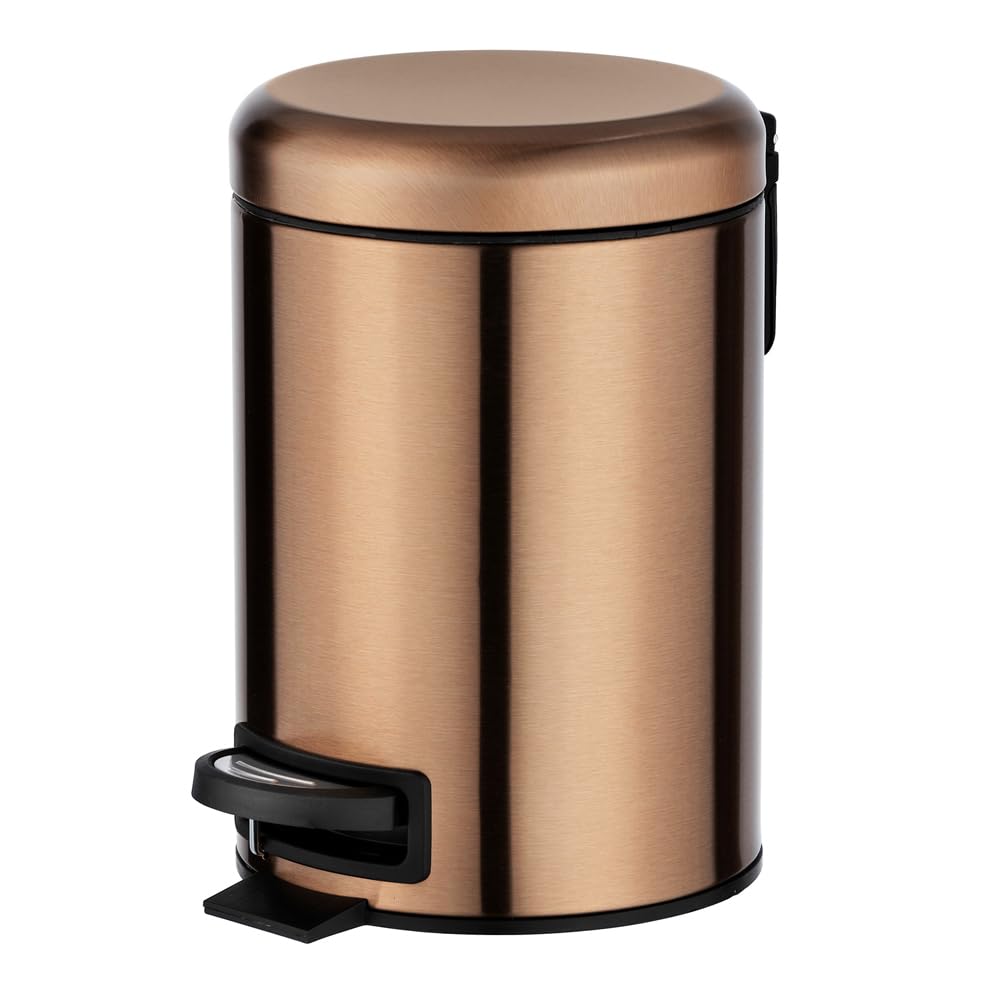 Inbagno Pattumiera Bagno 3 Litri A Pedale In Acciaio Inox Rame Opaco – Cestino Rifiuti Anti-Impronta