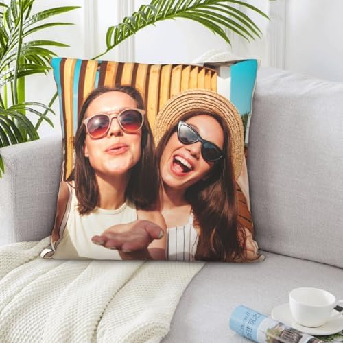 LMQJDZ Personalised Cushion Cover, Photo Custom Cushion Cover Double Sided Printed Customizable with Any Photo and Text,Perfect for Birthday, Mother'S Day, Personalised Gifts, (40x40cm)