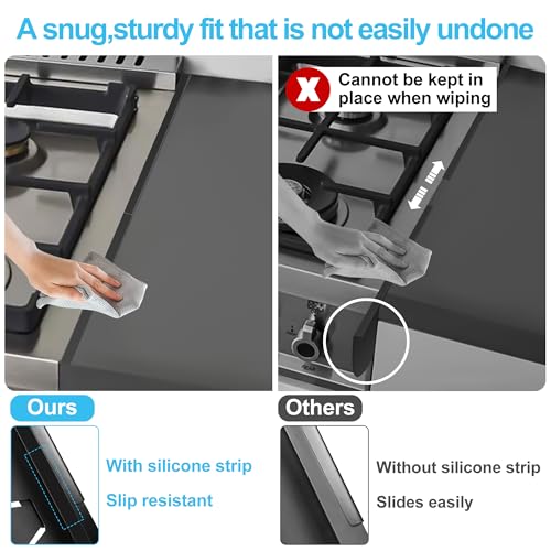 Stainless Steel Stove Gap Covers, 2 Pack Retractable 13.8" to 27.5" Black-L — view 3