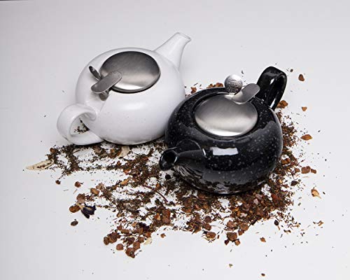 London Pottery Pebble - Tetera pequeña con infusor para té suelto, gres, blanco moteado, 2 tazas (500 ml) - Imagen 4