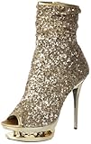 La piattaforma di questo stivale con paillettes ospita una fila di strass per una scintilla top-to-bottom.