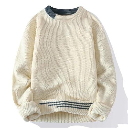 Men's Vintage Sweater - Round Neck Male Fit Knitted Pullover Loose Retro2