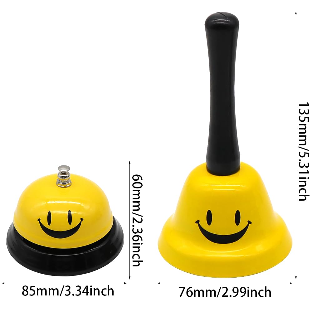 2 Piezas Timbre de Recepción de Metal Timbre de Mesa para Restaurante Campana de Llamadas de Servicio Usado para Restaurante,Hotel,Cocina,Escuela,Recepción(Amarillo)