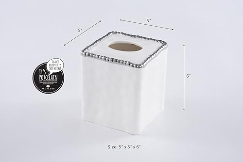 Miniatura 2 de Pampa Bay Accesorios de tocador con cuentas de plata Caja de pañuelos cuadrada