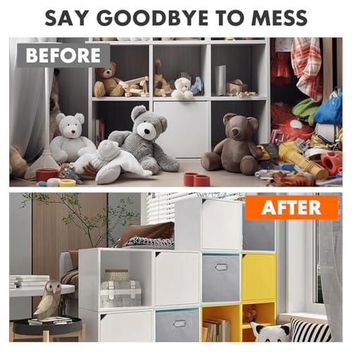 ShellKingdom Storage Bins, Foldable Fabric Storage Cubes And Cloth Storage Organizer Drawer with Metal Handle For Closet And Toys Storage, 11 X 10.5 X 10.5 INCH, 6 Pack (Grey) by ShellKingdom - Used condition - Image 5