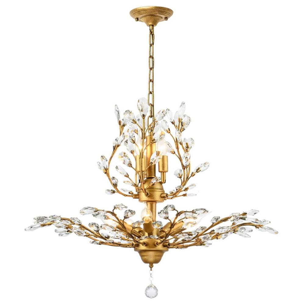 FYZDLAOR Crystal Chandeliers,Vintage Pendant Lighting Crystal Chandelier Lighting Fixtures with 7 Lights,Ceiling Light Fixture for Living Room Bedroom Restaurant Porch Hallway