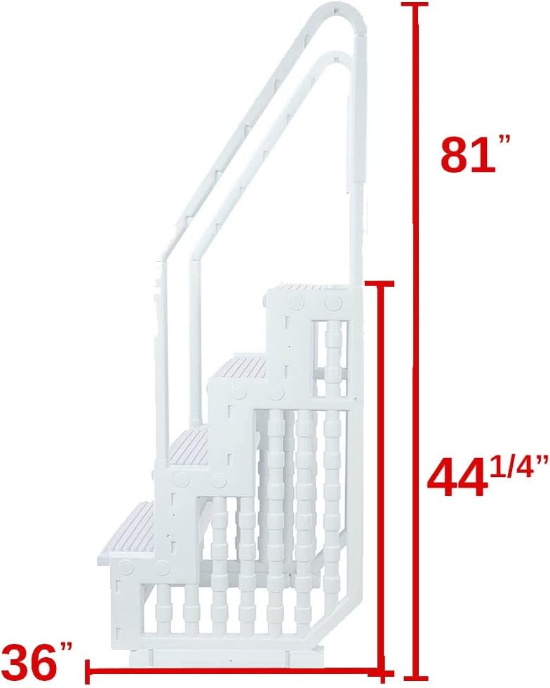 Aqua Select Above Ground Anti-Slip Pool Steps to Deck | Safety Swimming Pool Ladder | Designed for Above Ground Swimming Pools | Holds Up to 350 Pounds | White
