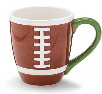 burton + Burton Hand-Painted Ceramic Football Mug, 14 oz Realistic 3D Dimpled Texture Sports Cup, Gift for Football Fans & Coaches, Fathers Day Coffee Mug