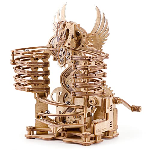 iDventure DIY Holz Murmelbahn Dragon – 3D Holzpuzzle Bausatz für Erwachsene & Jugendliche – 3D Puzzle mechanische Kugelbahn zum Selberbauen – Modellbausatz mit 260 Bauteilen & 15 Murmeln
