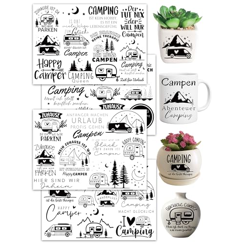 Rub On Sticker für Camping Deko Natur Sticker & Sprüche Aufkleber für Wohnwagen Camper & Wohnmobil Dekoration Reisen für individuelle Möbel kreative DIY Projekte und mehr