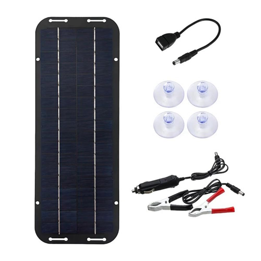 Joselin Kit de panel solar de 60 W 12 V impermeable para acampar al aire libre cargador de batería con cargador de coche USB para coche, autocaravana, caravana